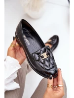 Kožené Lakované Mokasíny Se Zlatou Dekorací Laura 2927 Černé