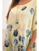 Dámská bavlněná košile s květinovým vzorem žlutý