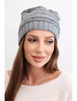 Dámská zimní čepice s klasickým pruhovaným pletením K439 šedá