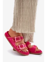 Dámské Pantofle S Přezkami A Dekorativním Obšitím Fuchsie Visley Dámské Pantofle S Přezkami A Dekorativním Obšitím Fuchsie Visley