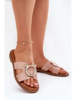 Dámské sandály na plochém podpatku s ozdobou Vinceza 17381 béžové Dámské sandály na plochém podpatku s ozdobou Vinceza 17381 béžové