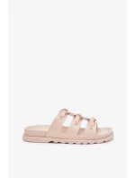 Dámské pantofle s pásky – světle béžové