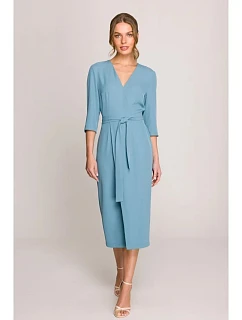 Šaty S396 zavazovací tyrkysově modré - Stylove