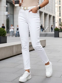 Dámské džíny mom fit s vysokým pasem a páskem bílé FashionStreet UY2924