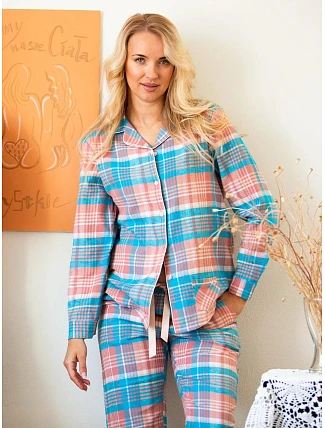 Pyžamo Key LNS 435 B26, dlouhé rukávy, velikosti S–XL, rozepínací Pyžamo Key LNS 435 B26, dlouhé rukávy, velikosti S–XL, rozepínací