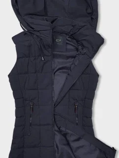 Tmavě modrá dámská vesta s kapucí (16M9096-215)