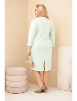 Dámská sukénka Plus Size máslová s výstřihem do V a mátovým rukávem mátová