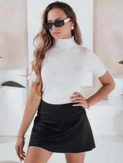 Dámský žebrovaný svetr s krátkým rukávem GIRLGLORY white FashionStreet MY2550