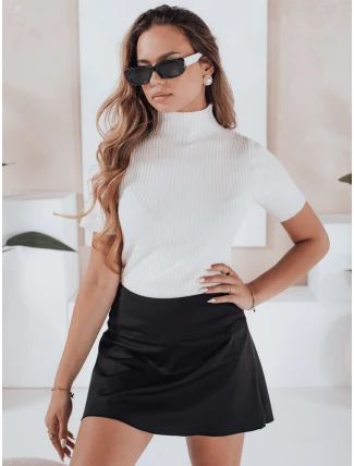 Dámský žebrovaný svetr s krátkým rukávem GIRLGLORY white FashionStreet MY2550