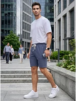 Pánské teplákové kraťasy se šňůrkou, modré, FashionStreet SX2623 Pánské teplákové kraťasy se šňůrkou, modré, FashionStreet SX2623