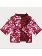 Červená/květovaná oboustranná dámská plus size bunda se 3/4 rukávy Minority (M23-7010-16)