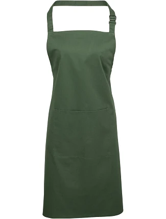 Premier PR 154 Zástěra s laclem a kapsou na břiše "Colours" 39.0154 moss green