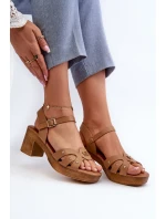 Dámské sandály na podpatku z eko kůže hnědé Assames