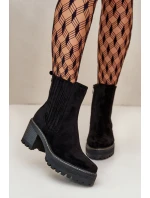 Dámské botky na podpatku z eko semiše zateplené černé Nevitas