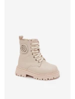 Dívčí kotníkové boty s ouškem s kožešinou LOVE béžové Rosaira