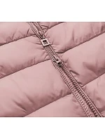 Dámská prošívaná bunda s kapucí starorůžová (7754BIG)