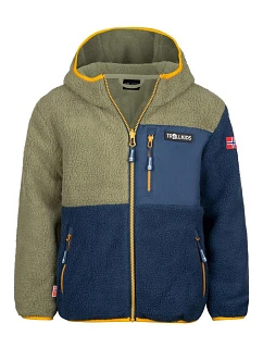 Trollkids Aurlandsfjord dětská fleecová bunda s kapucí modro-zelená (466-335)