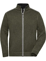 Daiber JN 898 Pánská pracovní pletená fleece bunda - Solid 02.0898 olive melange/black Daiber JN 898 Pánská pracovní pletená fleece bunda - Solid 02.0898 olive melange/black