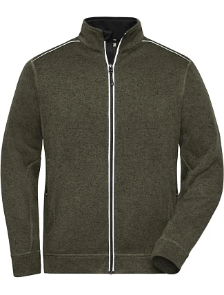 Daiber JN 898 Pánská pracovní pletená fleece bunda - Solid 02.0898 olive melange/black Daiber JN 898 Pánská pracovní pletená fleece bunda - Solid 02.0898 olive melange/black