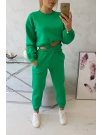 Zateplený set s krátkou mikinou zelený