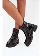 Lakované kotníkové boty s vyhříváním se zlatým detailem černé Talyra Lakované kotníkové boty s vyhříváním se zlatým detailem černé Talyra