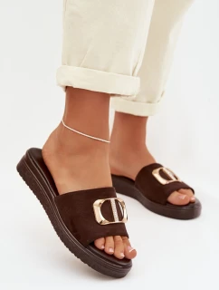 Dámské pantofle se zlatým detailem čokoládové Elmera