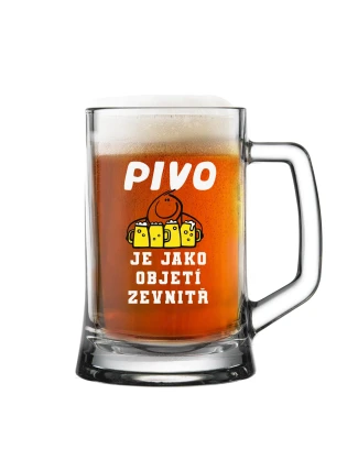 PIVO JE JAKO OBJETÍ ZEVNITŘ - pivní sklenice 0,5 l  