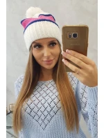 Dámská čepice Kinga K297 bílá+šedá+světle růžová