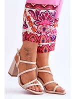 kožené sandály na podpatku Béžove Florentina