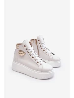 Dámské vysoké tenisky na zip Lemar bílé Katerin