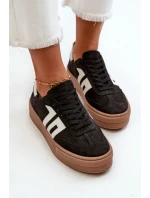 Dámské kožené tenisky na platformě černé Zazoo N1095S2