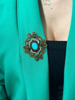 Brož XZ459-107 zlato + modrá