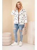 Dámská jarní bunda Plus Size s drobným květinovým vzorem grafitová