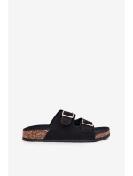 Dámské Pantofle Se Zlatými Sponami A Prošíváním Černé Lunera