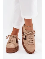 Dámské sneakersy na platformě z přírodní semiše béžové Eldira