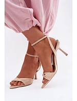 Dámské sandály na podpatku z eko kůže béžové Sedira