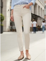 Dámské úzké džíny s vysokým pasem ecru FashionStreet UY2864