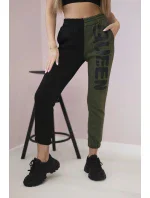 Dámské tepláky s nápisem QUEEN khaki