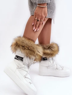 Dámské sněžné šněrovací boty bílé Santero