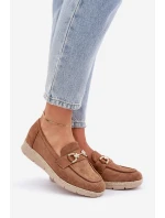 Prodyšné mokasíny se zlatým detailem a jutovou pleteninou hnědé Lainer