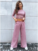 Dámský komplet širokých kalhot a crop topu ASTRAL ALLURE fialový FashionStreet AY0907 Dámský komplet širokých kalhot a crop topu ASTRAL ALLURE fialový FashionStreet AY0907
