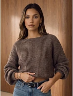 Dámský krátký svetr s nastavitelným pasem Fango FashionStreet MY2620 Dámský krátký svetr s nastavitelným pasem Fango FashionStreet MY2620