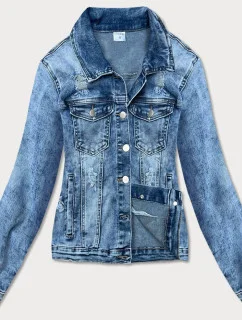 Světle modrá dámská džínová bunda s límcem (GD8631-K)
