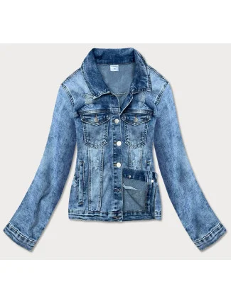 Světle modrá dámská džínová bunda s límcem (GD8631-K) Světle modrá dámská džínová bunda s límcem (GD8631-K)