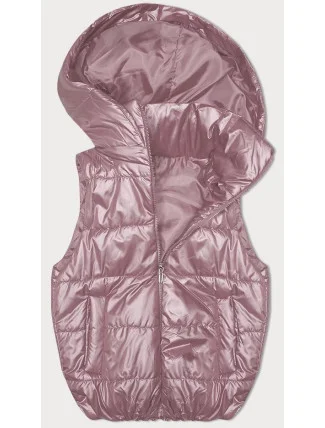 Růžová péřová vesta s odepínací kapucí (B8247-81) Růžová péřová vesta s odepínací kapucí (B8247-81)