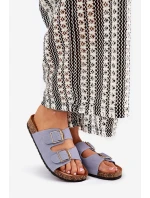 Dámské Pantofle Na Korek Platformě Se Zlatými Přezkami Modré Lisavionea