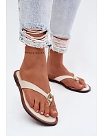 Dámské ploché žabky se zlatým detailem Světle béžové Tella