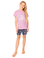 Yoclub Dívčí krátké bavlněné pyžamo PIA-0022G-A110 Vícebarevné