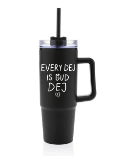 EVERY DEJ IS GUD DEJ - černý cestovní hrnek s průhledným víčkem 900 ml
