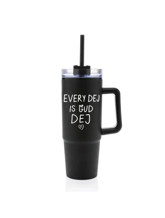 EVERY DEJ IS GUD DEJ - černý cestovní hrnek s průhledným víčkem 900 ml  